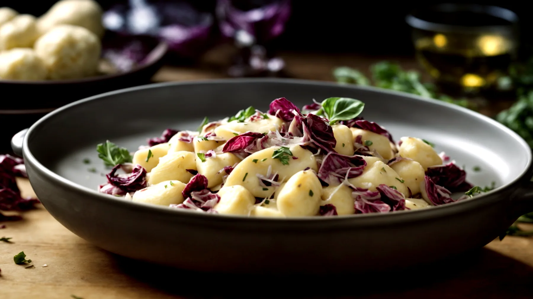 gnocchi aglio radicchio squacquerone"
